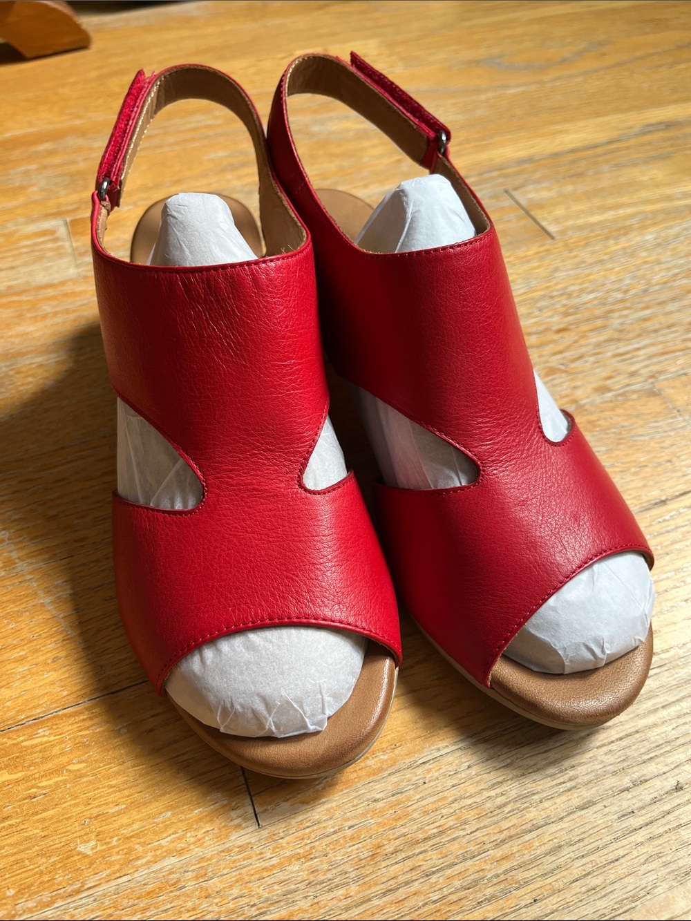 Everly Red Open-Toe Leather Slingback Sandals